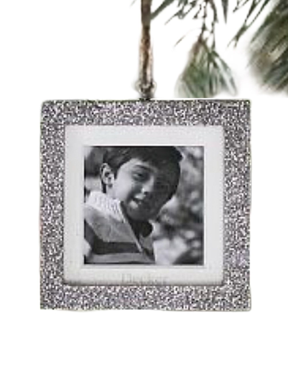 Pottery Barn Kids Silver Glitter Square Photo Ornament